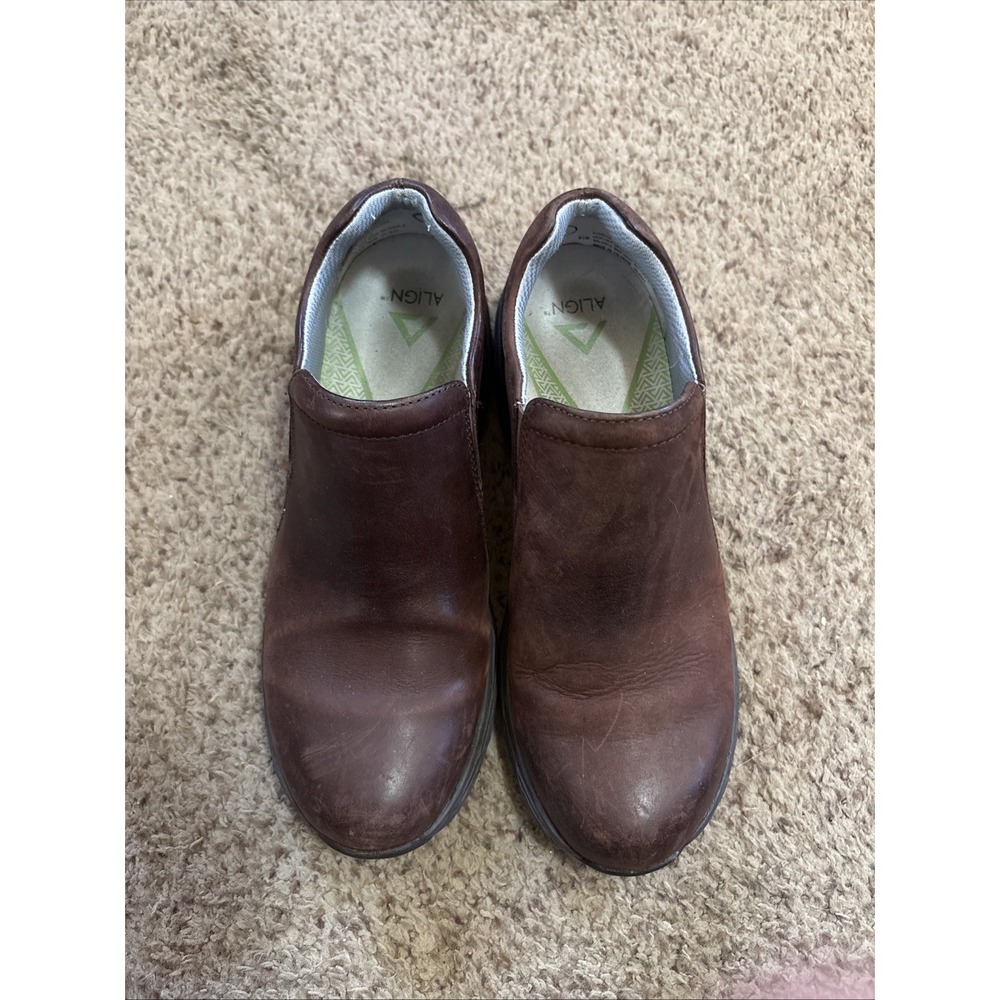 Align Leather Slip On Shoes Mules Women's 8.5 M Brown Casual Comfort Slip Resist